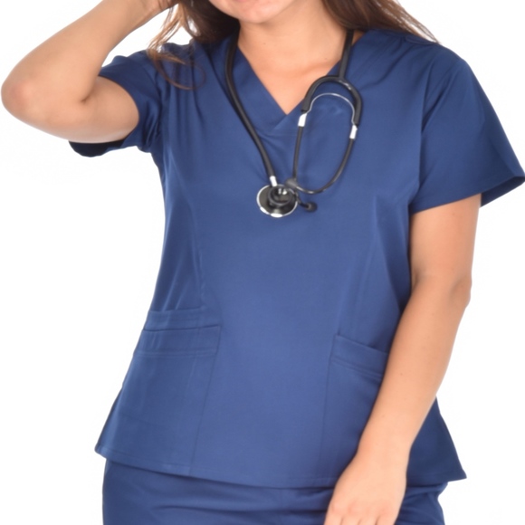 Medichic 4 Way Stretch Navy Scrub Top XS-XXL NWT - Picture 1 of 6